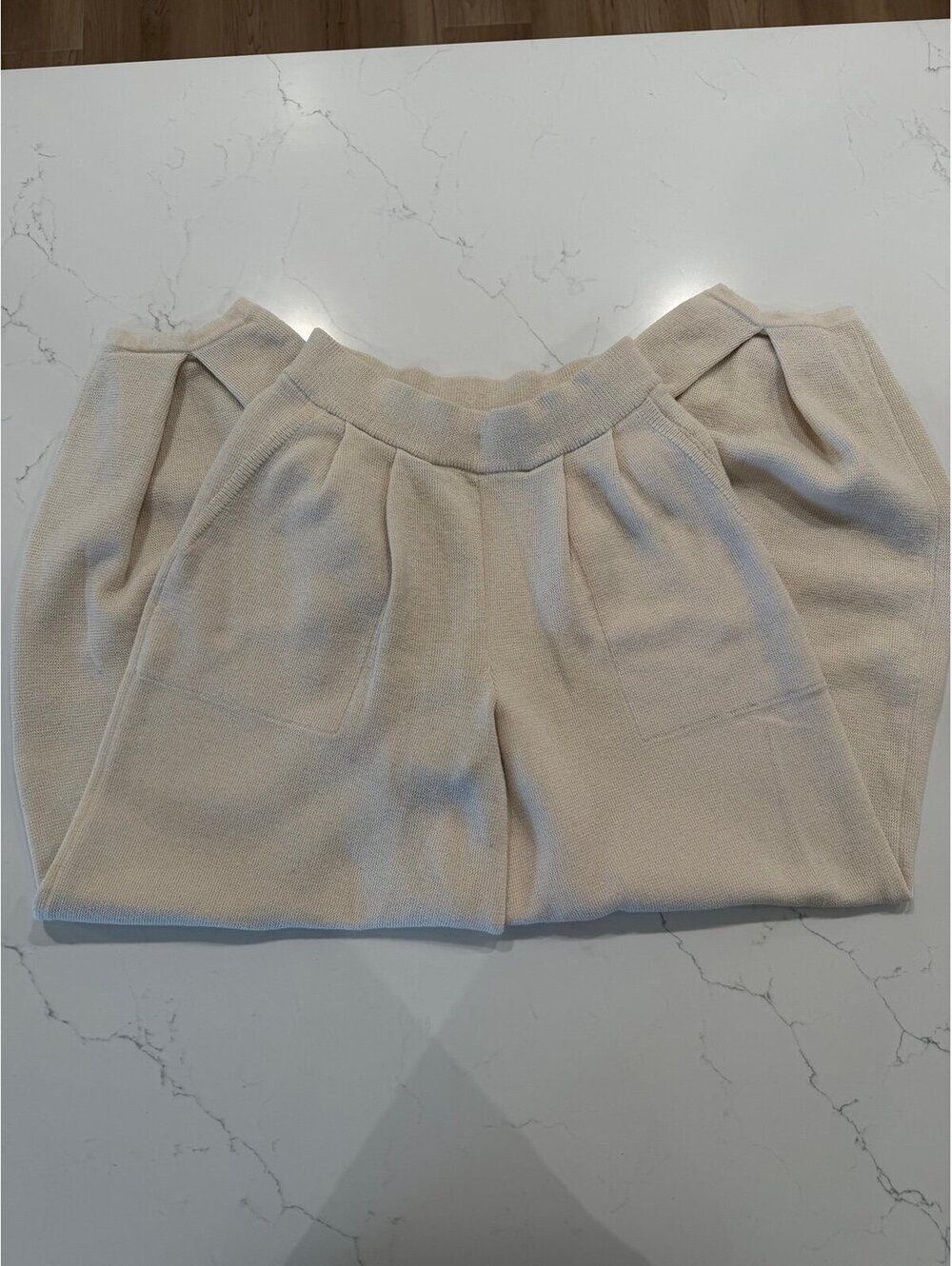 Free People FP Beach Freya Waffle Knit Barrel Leg Pants Cream Small